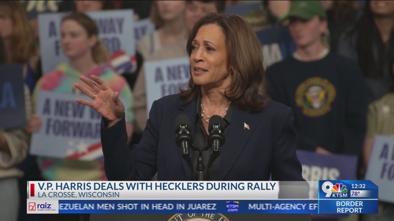 Vice President Harris deals with hecklers during rally in Wisconsin